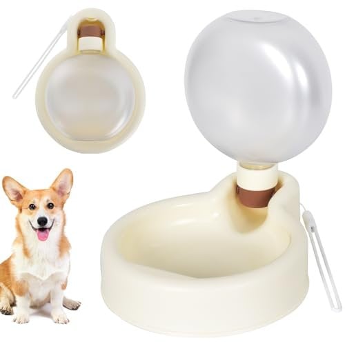 Bouteille d'eau pour Chien, Pliable Gourde Chien, Gourde Chien Promenade, Abreuvoir Antibactérien Portable De 500 ML pour Chiens et Chats, pour Randonnée, Voyage, Camping - Beige