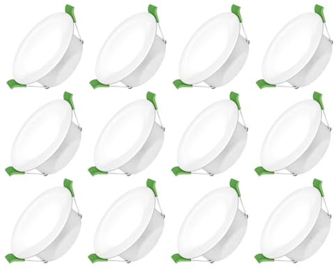 Jaenmsa Focos LED Interior Techo 230V, 8W Ø 75-85mm IP44, No Regulables, Downlight Led Techo Empotrable Blanco Neutro 4000K,Ojos de Buey Led para Techo, juego de 12