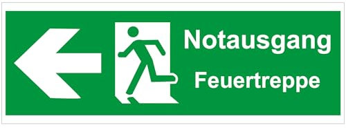 INDIGOS UG - Cartello in alluminio composito - sicurezza - avvertimento - uscita di emergenza scala antincendio - 210 x 75 - hotel, azienda, protezione, KITA, medico, pratica, appartamento