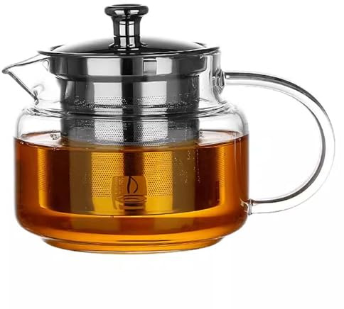 TAMUME 600 ml Glas-Teekanne mit Edelstahlsieb zum individuellen Servieren