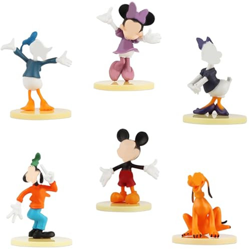 Mini Figuren Set Minni, 6 Stück Minni Mickey Cake Topper, Minni Mouse Minifiguren, Mickey Minni Puppe Ornamente, Minni Mouse Tortendeko, Cartoons Kuchen Topper Mickey für Kinder