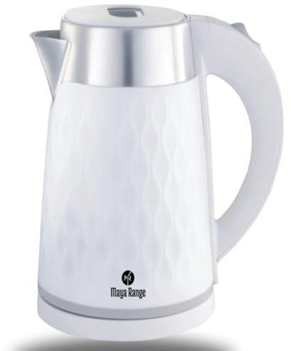 Maya Range Honey Comb 1.8L Cordless Electric Kettle, 2.2kW Fast Boil, Black Premium Plastic, Removable Anti-Scale Filter, Push Button Lid, Perfect Pour Spout, Stainless Steel Interior (White)