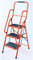 3 Step Folding Safety Ladder with Handrail Silver/Red | Anti-Slip Treads & Feet H146 x W9 x D51cm (Red)