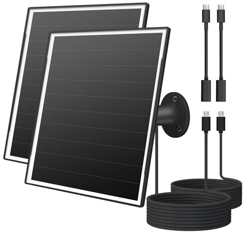 Panneau solaire de 8W pour caméra de sécurité extérieure, chargeur de panneau solaire 5V avec ports Micro USB et USB - C, compatible avec les sorties DC 5V d'eufy, wyze et reolink.