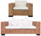 Sufrk 2-TLG. Sofagarnitur mit Auflagen Natur Rattan Wohnzimmer Couch Ecksofa Klein - 278622