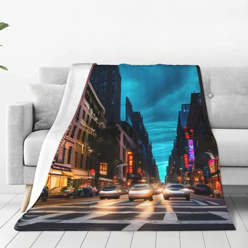 GFXEDSAH Streets Of New York City bedruckte tragbare ultraweiche Flanelldecke, vielseitige Decke für Bettwäsche, Sofa und Reisen, Klimaanlage