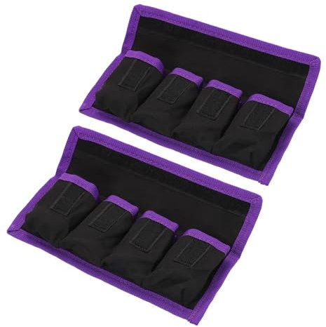 PATIKIL Kamera Batterie Taschen, 4 Taschen Nylon DSLR Batterie Tasche Halter Aufbewahrungstasche für AAA Batterie und LP-E6 LP-E8 NP-FW50 EN-EL14 EN-EL15 Batterie (Lila)