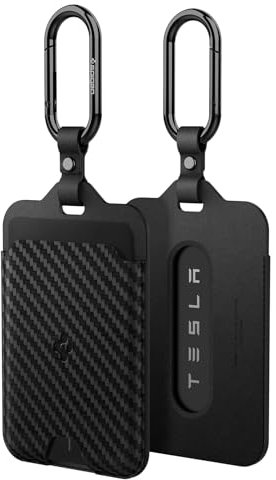 Spigen Air Fit Schlüssel Karten Halter für Tesla Model Y (~2025 Juniper) Model 3 (~Highland 2024 2025) S X, 2 Stück Schlüsselanhänger, Schlüsselkartenhalter für alle Tesla Modelle - Carbon