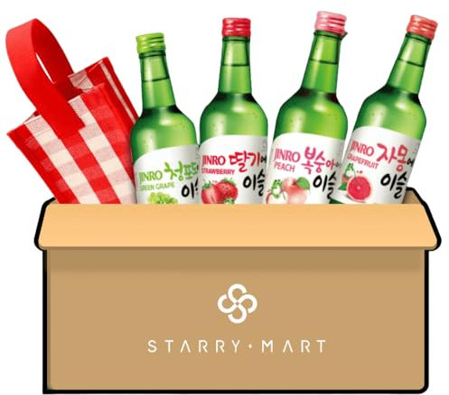 Starry Mart Christmas Soju Gift Set – 4 Random Bottles of Premium Korean Soju, Holiday Spirits & Korean Alcohol Gift Box