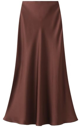 Onsoyours Jupe Longue Femme Midi SatinJupes A Marron S