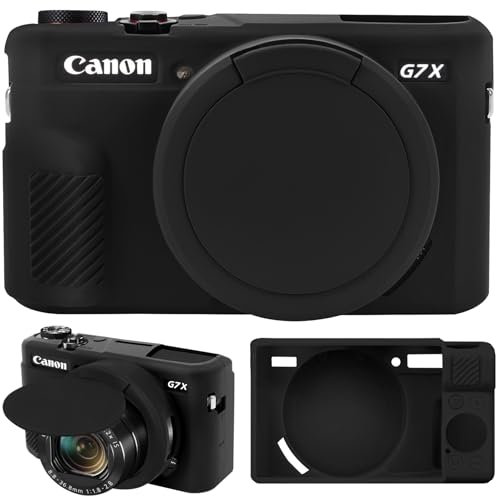 Supmay Camera Case for Canon Powershot G7 X Mark II Digital Camera, Soft Silicone Protective Bag Removable Lens Cover, Silicone Cover Rubber Soft Camera Case, Black