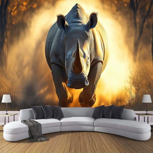 Fototapete Wilde Nashörner 150X105Cm Afrikanische Tiere Fototapeten Wanddeko Nicht Enthalten Kleister Hotel Büro Wohnzimmer Moderne Wand Schlafzimmer Flur Seidetapete Wandtapete