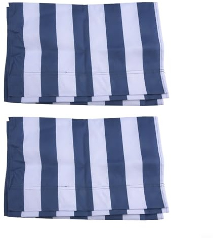 Tidevib Strandstuhl-Ersatzbezug, doppelseitiger Polyesterstoff für Sonnenliege Outdoor-Deck-Stuhl Stoffbezug 120x44cm Weiß und Blau gestreift (2 Stück)