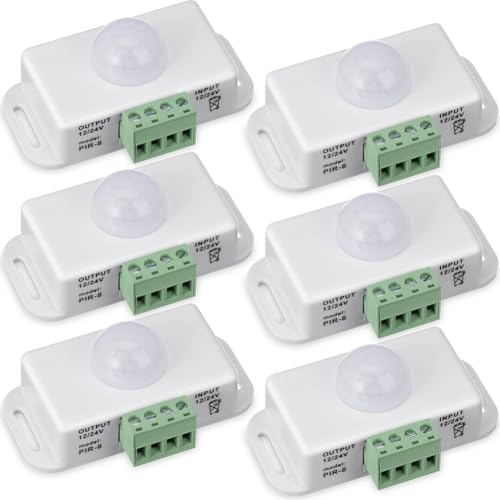 Flaroey 6 Pack 12V 24V PIR Sensor LED Motion Sensor Motion Detector Light Switch Body Infrared Sensing Motion Timing function