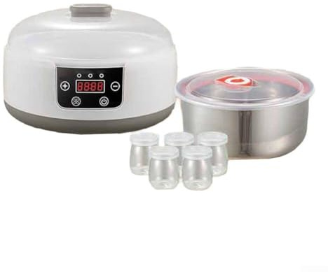 LatoYard Yaourtière avec contrôle de la température et du temps réglable – 5 bocaux en verre inclus, pour lait fermenté maison, vin de riz, natto