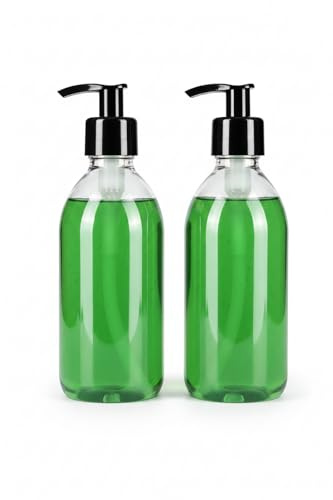 TEC 250ml Pump Dispenser Bottle 30% Recycled Plastic 1.4ml Output UK Made | RPET Clear Plastic Refillable for Liquid Soap, Hand Was, Shampoo, Conditioner, Lotion & Massage Oil – Compact Reusable