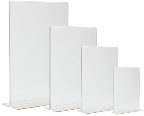 Karteo® T-Form Werbeaufsteller | T-Aufsteller | Info Ständer | Tischschild hochkant vertikal | Tischaufsteller a7 | Sichtfläche doppelseitig | Maße: 76 x 107 mm