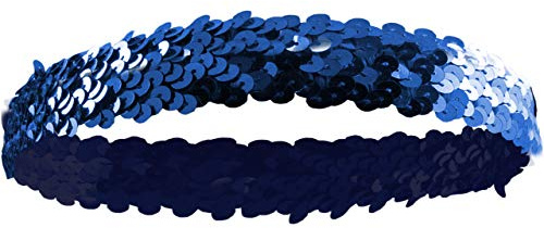 Makotex Schmales Stirnband Pailletten blau Karneval 20er Jahre Kostüm Fasching
