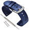 VINBAND Unisex Nylon Uhrenarmband mit Edelstahl Silberne Schnalle (22mm, Marineblau)
