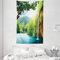 ABAKUHAUS Landschaft Wandteppich und Tagesdecke, Crotian Lake Forest aus Weiches Mikrofaser Stoff Waschbar ohne Verblassen Digitaldruck, 140 x 230 cm, Grün Blau
