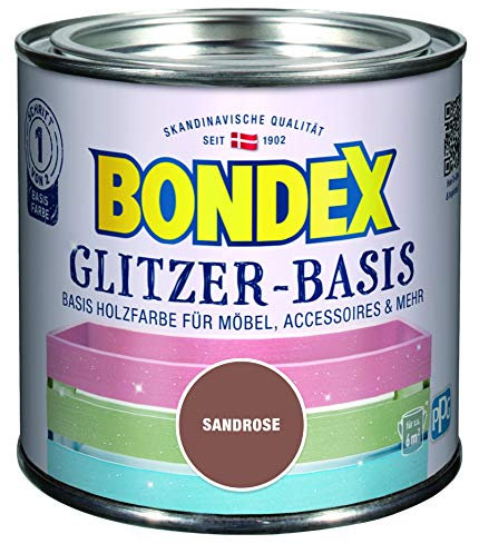 Bondex 424680 Glitzer-Basis sandrose 0,5 L - Farbe Mit Glitzer Für 6m² - Glitzerfarbe schützt Holz und schafft Glitzernde Blickfänge