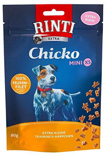 Rinti Extra Chicko Mini XS Huhn | 12x 80g Snack | Vorteilspackung Hundesnack für kleine Hunde | gesunder Hundesnack mit Hühnchen | gut verdaulicher Trainingssnack