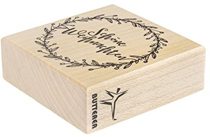Rayher 29196000 Stempel Schöne Weihnachten - Kranz, 6x6cm, Natur