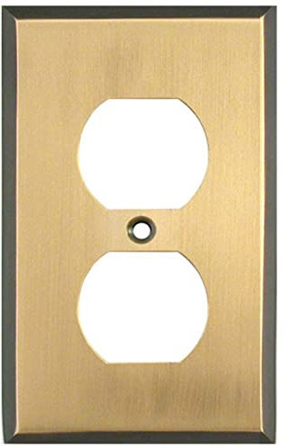 Plaque murale SWITCH HITS en laiton antique doré | 1 duplex | 7,1 x 11,7 cm | Construction en laiton poli à la main | Couvercle de plaque d'interrupteur électrique pour toutes les configurations