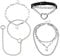 MIilakoo 4Pcs PU Leather Choker with Alloy Chain Three Layers Lock Pendant Necklace for Women