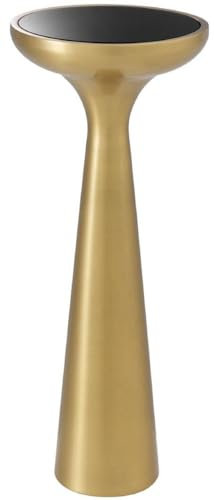 Casa Padrino Luxus Beistelltisch Messing/Schwarz Ø 29 x H. 71,5 cm - Runder Edelstahl Tisch mit Glasplatte - Wohnzimmer Möbel