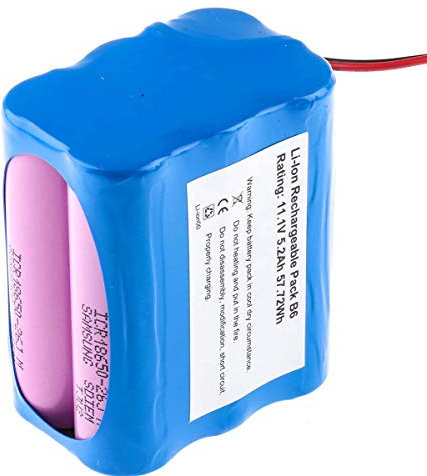 RS PRO Li-Ion Akkupack, 6-Zellen 55 x 68 x 41 mm 11.1V / 5.2Ah, Draht-Anschluss