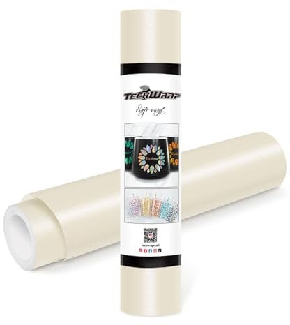 TECKWRAP Vinile adesivo permanente, 30,5 cm x 3 m, bianco avorio opaco