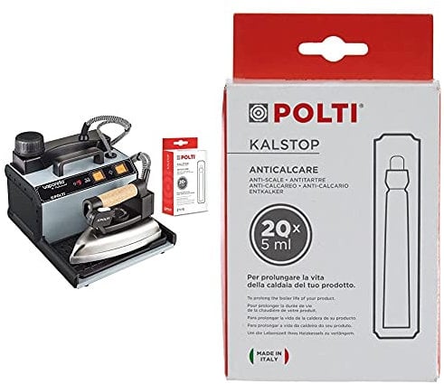 Polti Vaporella 2H Pro Kalstop, Ferro Da Stiro A Vapore Con Caldaia, Tappo Di Sicurezza, 3 Bar, 20 Fiale Di Kalstop Incluse, Grigio/Nero & Kalstop Paeu0094 Anticalcare Per Apparecchi A Caldaia