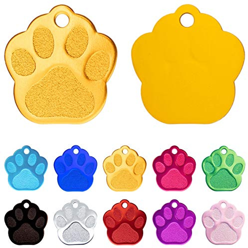 Ibera gifts - Hundemarke mit Gravur und personalisierte Hundemarke in Pfotenform für kleine bis mittelgroße Hunde und Katzen (Gold)