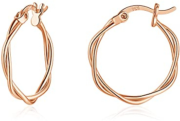 Wynn's Hoop Earrings for Women - Small Sleeper Hoops, Hypoallergenic 925 Sterling Silver Twist Hoops in Silver, Gold, Rose Gold