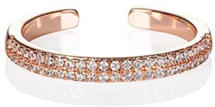 namana Bague Or Rose Ajustable pour Femme, Anneau Réglable pour Femme sertie de Pierres en Zirconia, Bague Femme Or Rose en Alliance, Bague Fine Simple pour Femme et Jeune Fille