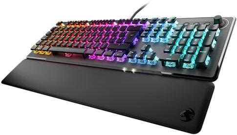 Roccat Vulcan II – Meccanico PC Gaming-Tastatur, cavo RGB-Beleuchtung, abnehmbare Handballenauflage, Titan II Linear Schalter, Aluminiumplatte, Schwarz