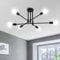 MRHYSWD Sputnik Kronleuchter Modern Pendelleuchte Schwarz, 6-Flammig Deckenlampe Vintage, Deckenleuchte Industrial Hängelampe Esstisch Wohnzimmer Schlafzimmer Küche, E27 Sockel