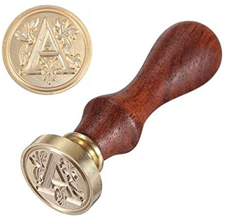Anawakia Siegelstempel Vintage-Stil Wachs Siegelstempel Siegel Set A-Z Dekorativer Siegel Petschaft Holzgriff Brief 26 Buchstaben DIY Holz Wachs Siegel Stempel 1 Stück (A)