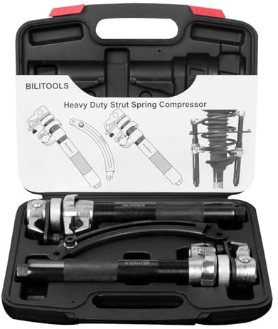 BILITOOLS 2-Piece Coil Spring Compressor Tool Heavy Duty Macpherson Strut Spring Compression Set with Safety Jaws and Holder, Max Load.2645LB