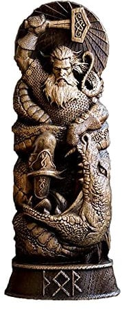 SoeHong Norse Mythology Sculpture, Gold Resin Statues of Odin, Loki, Thor, Freyja for Home Yard Car Garden Ornament Gift