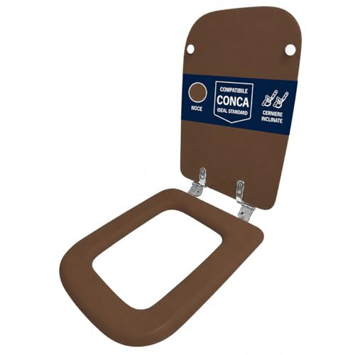 WC-Sitz Ideal Standard Conca wie Original, WC-Sitz aus Holz mit Polyesterharz beschichtet mit Scharnieren, WC-Sitz Made in Italy (Walnuss)