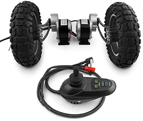 Kit de Conversion électrique de Roue gonflée à Double entraînement de 10 Pouces Joystick pour Chariot à brouette E-Bike Chariot à Plat Fauteuil Roulant (Max 11kph)