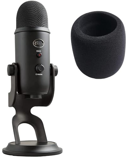 V-MOTA Anpassbare Mikrofon-Windschutzscheiben-Schaumstoffabdeckung, kompatibel mit Blue Yeti Pro Mikrofon, Audioqualität (schwarz), Ersatzkissen Reparaturteile