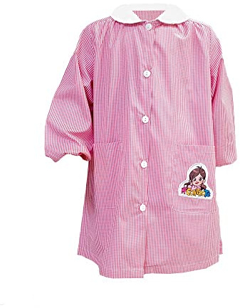 Me Contro Te Grembiule Scuola Materna Bambina Quadretto Rosa Ricamato Abbottonatura Centrale Colletto Bianco Simpatico Omaggio Incluso (3/4)