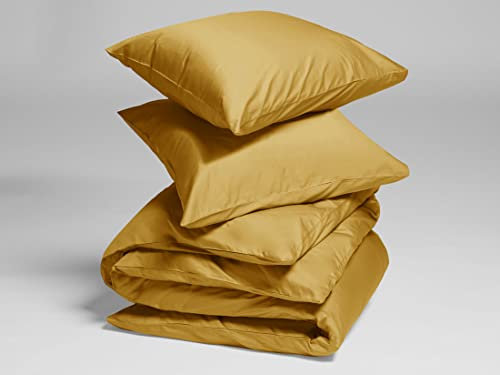 Yumeko Bettwäscheset Baumwollsatin Gold 200x220 + 2/80x80 - Fairtrade | GOTS