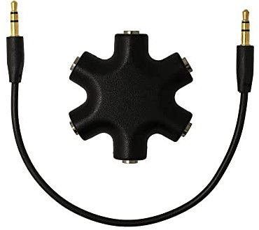Xingdianfu Splitter Jack per Cuffie, Splitter Audio Stereo 5 vie Adattatore Connettore Femmina a 6 Porte con Cavo Stereo da 3,5 mm Compatibile con Auricolari, Altoparlanti, Tablet, Laptop, PC