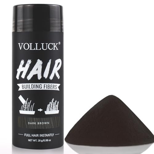 VOLLUCK Streuhaar Dunkelbraun zur Haarverdichtung, Langanhaltend Hair Fiber Frauen Männer, Natürlich Haarprodukte fur Haarausfall 28 g (Dunkelbraun)