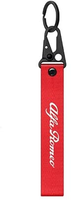LAPOOH 1Stück Auto Schlüsselanhänger Ring,für Alfa Romeo 159 Giulietta Mito 147 156 Stelvio,Autoabzeichen Schlüsselanhänger Riemen Schlüsselanhänger Ringe Schlüsselanhänger Lanyard Zubehör,-Red