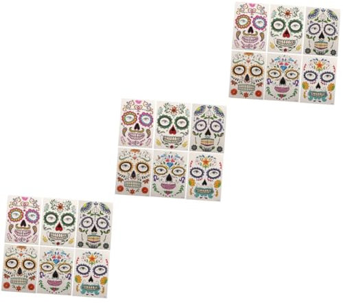 Beavorty 18blätter Halloween Gesichtstätowierungen Temporäre Aufkleber Für Kostümpartys Und Hautfreundlich Für Erwachsene Und Tag Der Toten Design